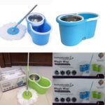 360° ROTATING EASY WRING SPIN SPINNING MOP FLOOR BUCKET SET 2 MICROFIBRE HEADS