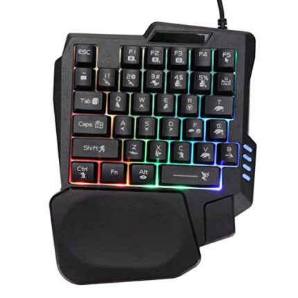 DIVIPARD K5 Luminous Single Hand Keyboard for Gamers – Portable USB Keyboard with RGB Backlight