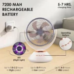 Joy Super JY-2570 Rechargeable Table Fan with LED Light - Image 2