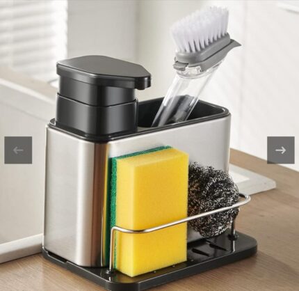 Kitchen Sink Caddy Organiser With Liquid Soap Dispenser