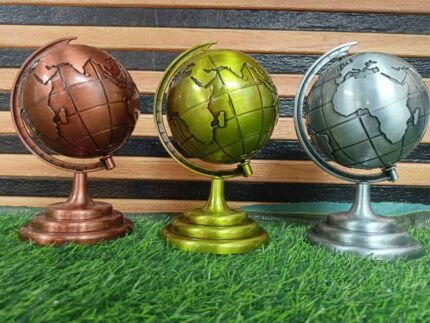 Metallic tabletop world globes