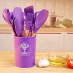 12pcs Wooden Silicone Kitchen Utensil set - Image 3