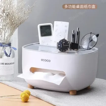 ECOCO Cute Large Storage Napkin Holder Multi-functional Car Tissue Box Light Luxury Storage Box Desktop