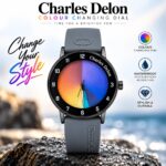 Charles Delon Waterproof Color-Changing Dial Watch for Him & Her – Unisex Blue Silicone Strap Gradient Dial Wristwatch - Image 2