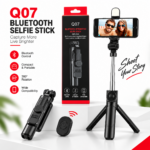 Q07 Foldable Mini Tripod & Bluetooth Selfie Stick – Extendable Portable Stand with LED Light & Wireless Remote Shutter for All Smartphones